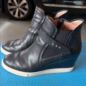 Paolo Black Wedge Ankle Sneakers - Women 8 1/2 medium